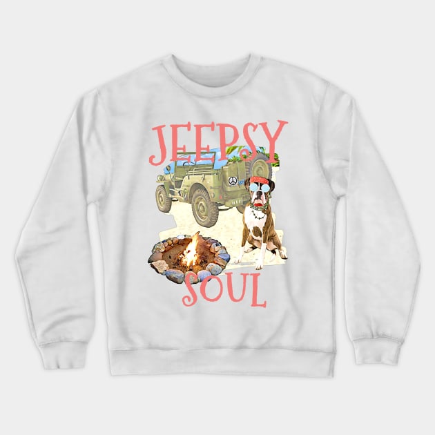 Jeepsy Soul Boxer Crewneck Sweatshirt by Witty Things Designs